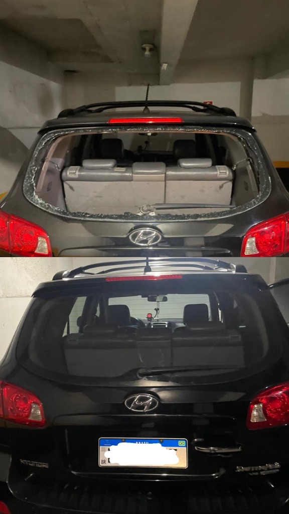 Troca de vidro traseiro Hyundai – antes e depois